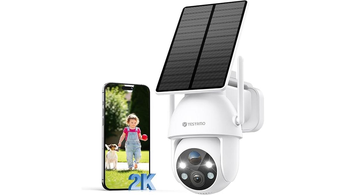 YESYAMO 2K Telecamera Wi-Fi Esterno Senza Fili con Pannello Solare
