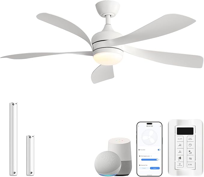 Sofucor 132 cm ventilatore da soffitto smart con luce