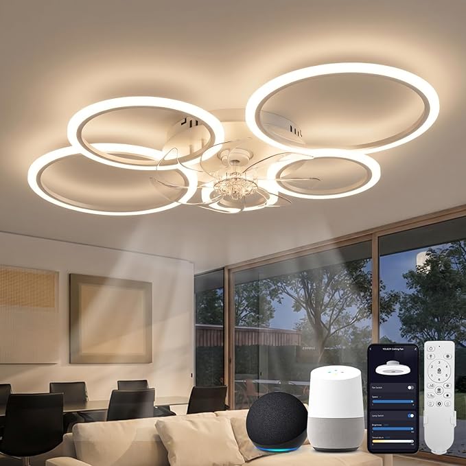ycwdcz plafoniera con ventilatore da soffitto ad anelli