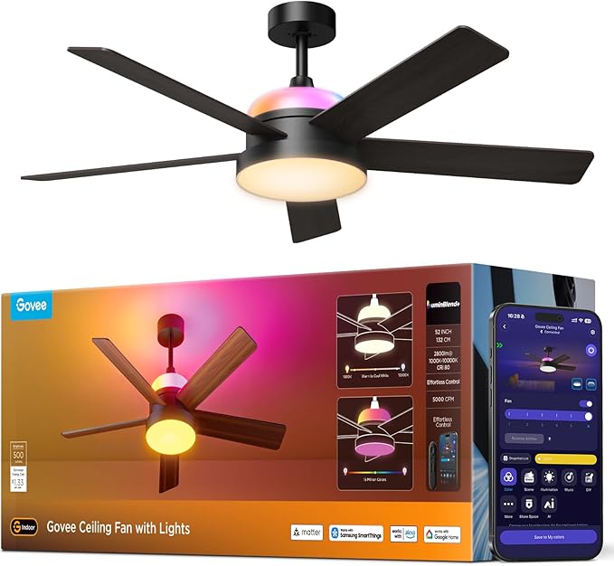 Govee ventilatore da soffitto con luce RGBIC smart