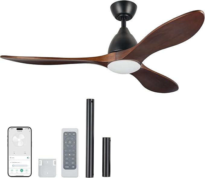 VONLUCE ventilatore da soffitto in legno con luce